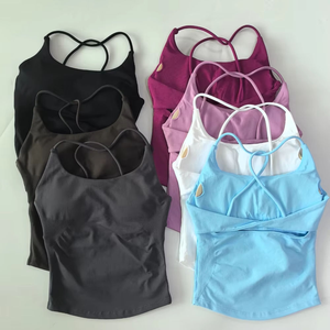 Top Deportivo Casual de Yoga con Espalda Cruzada, Sexy y de Alta Elasticidad para Mujer, Camiseta sin Mangas de Spandex/Nylon que Absorbe el Sudor - Product Image 4
