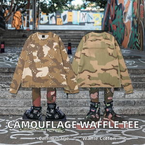 T-shirt à manches longues pour homme, édition correcte 25 SS STU Style, 100% coton, décontracté, à motif gaufré, imprimé camouflage - Product Image 2