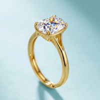 Bague ajustable MOR17 3CT VVS en moissanite taille coussin, en argent sterling 925, solitaire, pour fiançailles et mariage