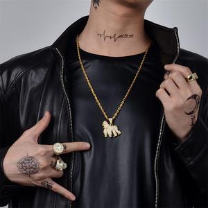 Pendentif Breloque ApeShit Gorilla Jungle Orangutans en Argent 925 de Haute Qualité, Plaqué Or Rhodié, Zircon, Style Hip Hop Ice - Product Image 6