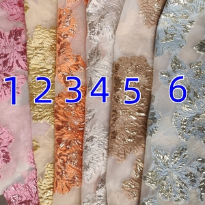 <span class=keywords><strong>Tessuto</strong></span> jacquard precio de fábrica Jacquard flor organza tela de gasa tela Jacquard metálica - Product Image 3