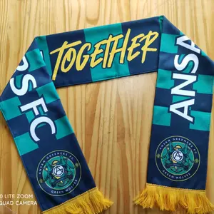 Laikeen high quality digital offset soccer polyester scarf for custom design football club imprint scarves