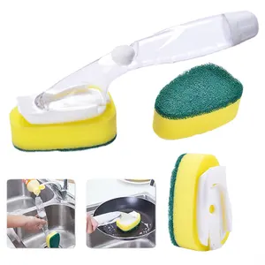 Substituível Soap Dispenser Cozinha Cleaning Tool Escova Long Handle com Recarga Automática Esponja Wash Dish Scrubber