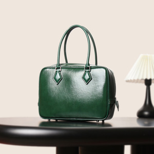 Bolso de Mano Vintage para Mujer, de Cuero Vacuno Genuino, Impermeable, con Cierre, Correa Única, Forro de Cuero Genuino Personalizado - Product Image 4