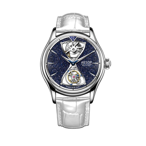 Montres-bracelets mécaniques pour hommes, nouveau <span class=keywords><strong>design</strong></span>, motif ciel étoilé, tourbillon volant, lumineuses et étanches, fabrication OEM/ODM - Product Image 3