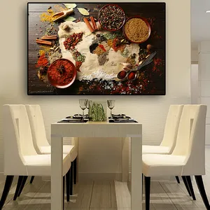 Зерна специи карта мира кухня картина Чили еды настенное искусство картина для гостиной стена искусство печать картины украшения