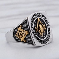 Anillos de Acero Inoxidable con Acabado Vintage de la Tienda Yiwu Aceon Alibaba, Anillos Masónicos con Grabado de la Libertad para Hombre