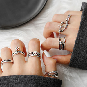 Thai Silver Ring Vintage Cross Geometric Design Unisex Fashion Jewelry Gift For Index Finger - Product Image 1