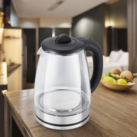 Bouilloire électrique en verre de 2 L avec télécommande, design sans fil, arrêt automatique et maintien au chaud - Petite taille, idéale pour les camping-cars et l'extérieur