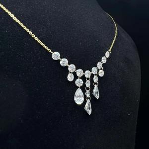 สร้อยคอเพชรแบบใหม่ ดีไซน์หรูหรา สร้อยคอแบบโซ่ยอร์ก งานแฮนด์เมด สำหรับงานแต่งงาน - Product Image 1