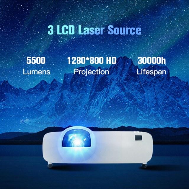 5500 Lumens Holographic Laser Projector with Short Focus for Indoor Use and PC Input