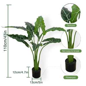 110cm/43in <span class=keywords><strong>Interior</strong></span>/Exterior Tropical Alocasia <span class=keywords><strong>Planta</strong></span> Artificial Sarian <span class=keywords><strong>Elefante</strong></span> <span class=keywords><strong>Oreja</strong></span> Alocasia Hoja Plástico Similar Palma Oliva - Product Image 2