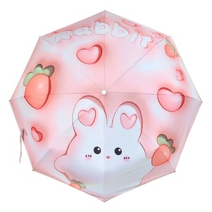 Wholesale Modern Straight Black Coating Sunscreen Windproof 3 Fold Polyester Pongee Business Gifts Travel Folding <b>Umbrellas</b> - Product Image 4