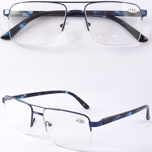 Gafas De lectura De Metal para hombres, anteojos De lectura De media montura, Estilo Vintage - Product Image 1