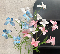 Nouvelle Décoration de Mariage Style Jardin Monet : Fleurs Artificielles Papillon à 6 Têtes pour Vitrine