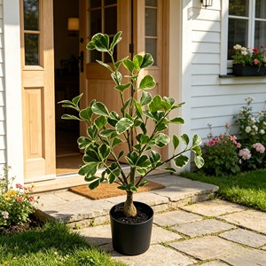 Planta de hojas anchas de caucho con acabado brillante de lujo, con hojas ovaladas gruesas para esquina de oficina, pasillo de hotel, sala de estar, estilo moderno minimalista. - Product Image 4
