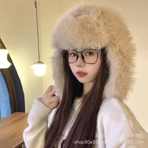 Chapeau Lei Feng en peluche pour femme, bonnet de ski chaud pour l'hiver, protection des oreilles, coupe-vent, doublure polaire épaisse, adulte 56-58cm HX021 - Product Image 4