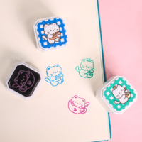 Ensemble de tampons détachables 4-en-1 à pression, papeterie Kawaii, tampon d'humeur personnalisé à motif de dessin animé, tampon pour journal, style coréen et japonais