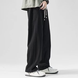 Pantalones Deportivos Casuales de Felpa Gruesa Estilo Americano, Antiarrugas, de Pierna Recta Baja, Holgados, para Hombre y Mujer, Nuevos, de Pierna Ancha, para Primavera - Product Image 3