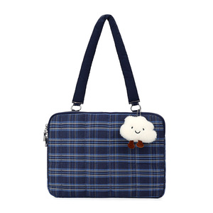 Sac fourre-tout pour ordinateur portable en polyester avec fermeture éclair, motif à carreaux et rayures, unisexe, nouvelle poignée de chariot, sac pour ordinateur portable fait main en forme de coussin - Product Image 2
