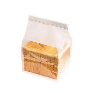White cotton reusable bread loaf packaging bag with window brown kraft paper bags with tin tie