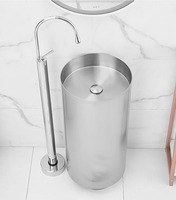 Robinet de baignoire autoportant en forme de goutte d'eau pour piscine, en cuivre, à montage au sol, avec colonne de bain rotative à 360 degrés