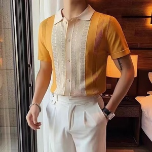 Nouvelle Tendance Exclusif – Chemise de Golf Sportive en Coton à Rayures Jacquard Tricotées, Séchage Rapide, Logo Personnalisé pour Homme - Product Image 1