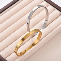 Bracelets classiques pour couple en acier inoxydable, style simple, bracelet lisse, bijoux minimalistes pour poignet, cadeaux pour hommes et femmes
