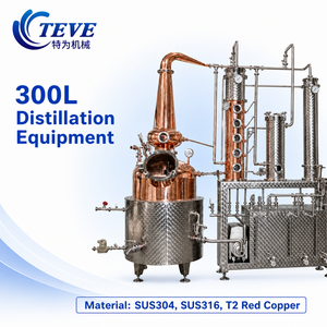 Colonne de Distillation Personnalisée CE en Cuivre Rouge T2 SUS304 SUS316, Alambic à <span class=keywords><strong>Alcool</strong></span> Multi-Étapes à Col de Cygne de 300L avec Verre de Contrôle, Vente en Gros - Product Image 1