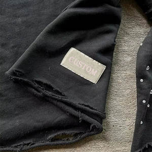 <strong>Custom</strong> Heavyweight Washed Letter <strong>Rhinestone</strong> Embroidered Solid Color Double-Layer Long-Sleeved Street Style <strong>T-Shirt</strong> - Product Image 3