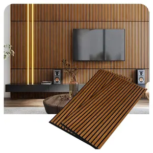 Pannelli decorativi di assorbimento acustico pannelli Aku feltro nero e Wenge impiallacciatura MDF legno lamelle pannelli acustici per parete e soffitto