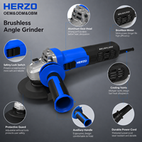 Meuleuse d'angle industrielle sans balais HERZO 1000W avec interrupteur à palette, machine de découpe et de meulage portable DIY, filaire 230V, diamètre 125mm