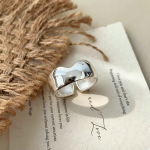 S925 Sterling Silver Irregular <b>Open</b> <b>Ring</b> Geometric Wide Band Minimalist Design For Women Everyday Wear - Product Image 4