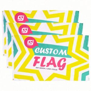 Banderas y Pancartas Personalizadas con Estrella Amarilla para Uso en Exteriores, de Buena Calidad, Sublimadas por Tinte, 100% Poliéster, Venta al Por Mayor de Fábrica - Product Image 2