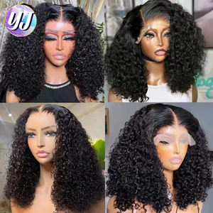 Perruque courte bouclée afro kinky bon marché sans colle, perruque en dentelle frontale en cheveux humains pour femmes noires, perruque en dentelle frontale 360 HD en cheveux humains - Product Image 4