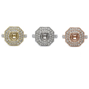 Fabrication chinoise, bague de fiançailles personnalisée de haute qualité, plaquée or blanc 18 carats, forme de diamant véritable, simple, avec halo - Product Image 4