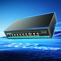 Conmutador de Red SAMZHE de 12 Gbps y 10 Puertos con 8 PoE, Divisor de Red IEEE 802.3 con Doble Uplink, Monitorización de Disipación de Calor