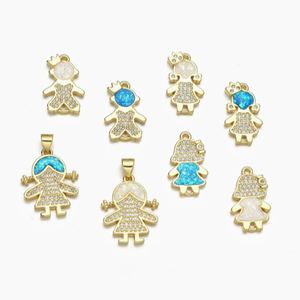 YH2056 Ciondoli per Bambini Placcati in <span class=keywords><strong>Oro</strong></span> 18K con Opale e Micro Pavé di Zirconi CZ, Charm per Ragazzi e Ragazze per Creazione di Gioielli - Product Image 5