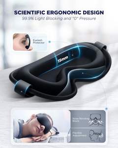 Paquete de hielo de terapia de frío caliente con diseño 3D de gel sólido Máscara de Ojos de gel fresco Máscara de sueño frío Blackout Ojos Alivio del estrés en color negro - Product Image 3