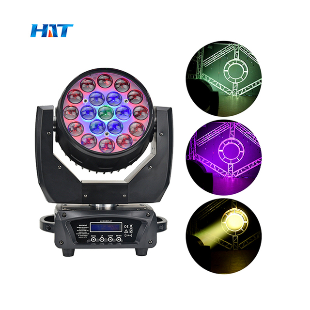 HT High Quality 19Pcs 19x15W Focusing 19*15W 1925 Aura 1915 4In1 Pro Bee Eye Rgbw Dmx Party  Zoom Wash Led Moving Head Lights
