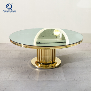 Customizable Stainless Steel Base with Tempered <strong>Glass</strong> Surface Wedding Restaurant Hotel Dining <strong>Table</strong> Furniture - Product Image 1