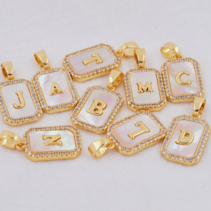 Nouveau 26 Lettre Pendentif Bijoux Incrusté De Coquillages De Perles A ~ z Lettres Diy Nom Personnalisé Première Lettre Pendentif Bijoux Collier - Product Image 3