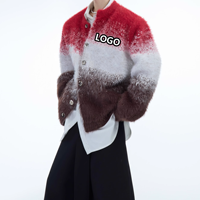 Cardigan en laine mohair tricoté sur mesure avec logo OEM/ODM, grande taille, simple boutonnage, pour homme, collection 2025-2026