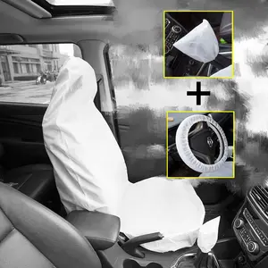 semi,latest products 2021,non woven fabric 3 in one car disposible car seat covers on a roll with Steering wheel cover tie rod