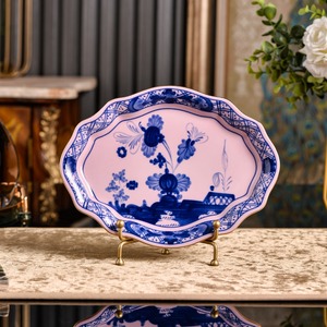 Assiette en porcelaine à bord festonné style italien vintage, motif floral multicolore, vaisselle en céramique pour la maison, la salle à manger, la décoration de table de mariage - Product Image 6