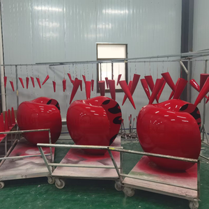 Haute qualité cerise pomme rouge verre Sculpture réaliste noël centre commercial décoration de sol élégant fibre de verre fruits pour - Product Image 4