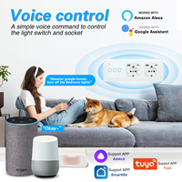 Interruptor de Pared Inteligente Wifi de 3 Botones Táctiles, 2 Enchufes Schuko Europeos con Cargador USB Tipo C, Control por Voz con la Aplicación Tuya Smart Life