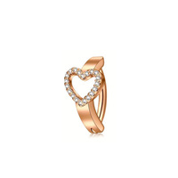 Anneaux de nombril tendance en acier inoxydable creux avec zircon inversé en forme de cœur, bijoux unisexes pour piercing du nombril