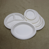 Assiettes jetables biodégradables ODM à l'épreuve de l'huile, vaisselle, bagasse de canne à sucre naturelle, assiettes en papier à sauce à sublimation de 6 pouces