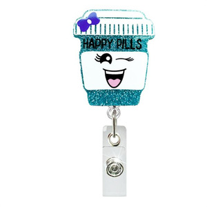 Badge rétractable en acrylique avec boucle à tirage facile, motif emoji arc-en-ciel transfrontalier et visage souriant pour personnel médical, porte-badge nominatif et porte-carte d'identité - Product Image 2